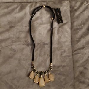 Ann Taylor black/tan adjustable necklace NWT